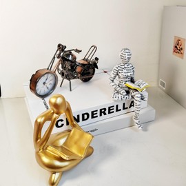 PIGPIGFLY Lesende Frau Skulptur,Regal Deko,Deko Figuren,Bücherwurm-Skulptur,Dekofiguren Wohnzimmer,Kantenhocker Figuren,Modern Abstract Kunst Skulpturen Deko, Bürodekorationen