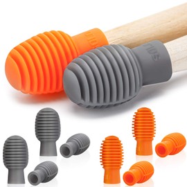 Frienda 8 Pieces Drum Stick Silent Tip Drum Quiet Sticks Mute Dampener Accessory Rubber Practice Percussion Tips Replacement Practice Tips(Orange and Grey)