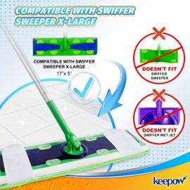 KEEPOW Dry Floor Cloths, Reusable & Washable Microfibre Mop Pad Refill, Wet Wipes for Surface/Wood Floor Cleaning, Pack of 4