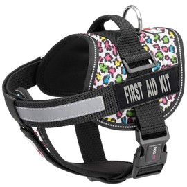 Dogline Unimax Dog Harness Vest with First Aid Kit Patches Reflective, Adjustable Straps, Breathable Neoprene for Medical, Service, Identification, Training Dogs Girth 15 to 19" Leopard Multicolor