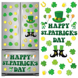Wiooffen 36Pcs St. Patrick's Day Magnets St. Patricks Day Refrigerator Magnetic Decoration Gnome Magnetic Stickers Irish Clover Magnets Party Supplies for Garage Door Car Mailbox Home Kitchen Cabinets