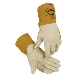 Caiman Premium Top Grain Goatskin MIG Welding Gloves, DuPont Kevlar Stitching, Unlined, 4-inch Gauntlet Cuff, Gold, Medium (1869-4)