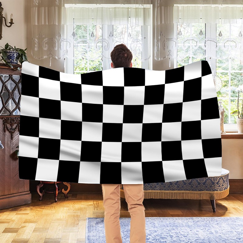 AhfuLife Large Checkered Flag 5ft x 3ft for Game Parade