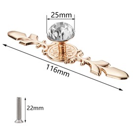 Trsnzul Glass Crystal Drawer Handle, Pack of 8, Crystal Cabinet Knobs, Gold Drawer Knobs, Crystal Drawer Knobs, Door Handles, Furniture Handle for Cupboard, Drawer, Chest of Drawers (with Screws)