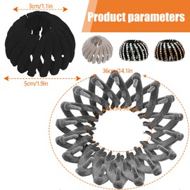 4 Pcs Rhinestone Bird Nest Hair Clips, Expandable Birds Nest Shaped Hair Clips - Rhinestone Bun Wrap Bird Nest Hairs Clip Hair Tail Holder Hair Accessory for Women Girls (Pink, Black, Red, Grey)