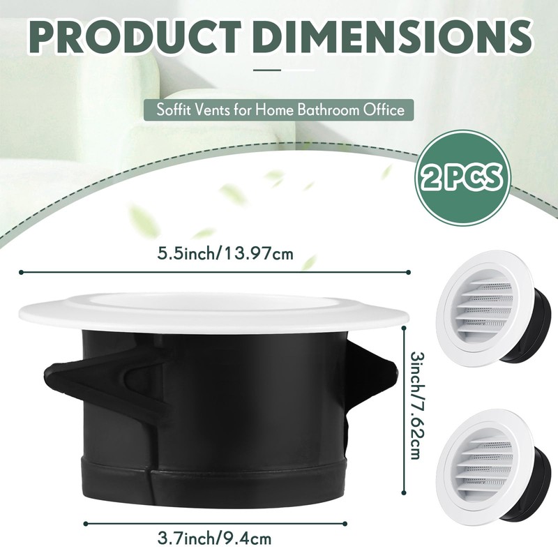 VIHOSE 2 Pcs 4 Inch Soffit Vents Soffit ABS Exterior