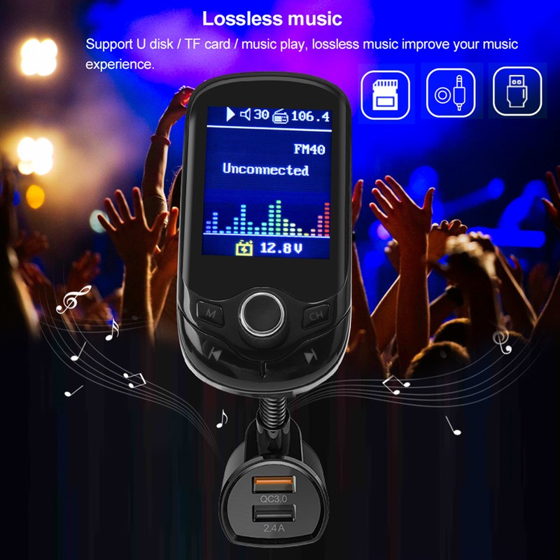 1.8 in TFT Car MP3 Player FM Transmitter Dual USB