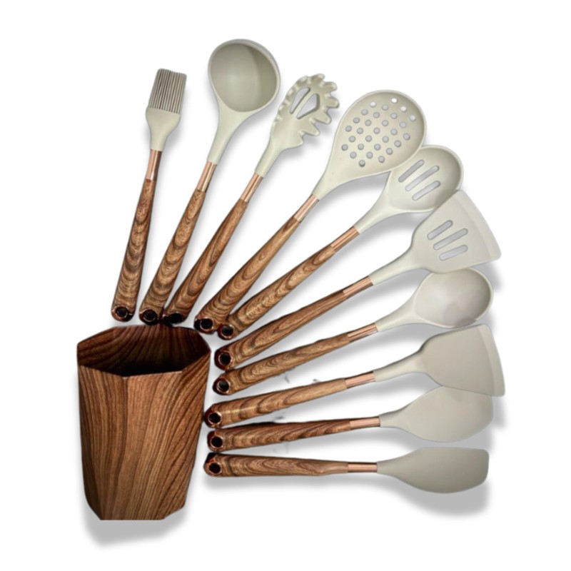 11-Piece Silicone Kitchen Utensils Set Heat Resistant, Non Stick, BPA