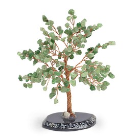 KARMA AND LUCK, Luck & Success, Real Jade Crystal Feng Shui Tree of Life Home Decor, Wrapped in Copper Wire on Agate Base, Homemade in Bali (Medium 8")