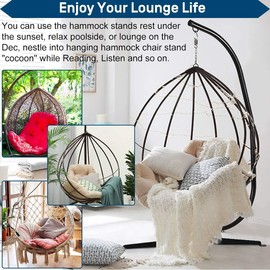 BestMassage Hanging Hammock Stands Hammock Chair Stands Outdoor Solid Steel Heavy Duty Stand Only Construction for Hanging Hammock ，C Stand Air Porch Swing Chair Indoor