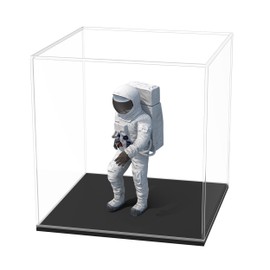 HOPEME 5 Inch Clear Acrylic Display Case, Rectangle Acrylic Box for Display Collectible, Plexiglass Case with Matt Black Stand for ToysFully Assembled Acrylic Display Case