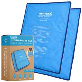 TruHealth Reusable Gel Ice Packs - Back & Hip Cold Packs for Injuries, Contoured Shoulder & Knee Ice Wrap, Extra Large, Blue, Set of 2