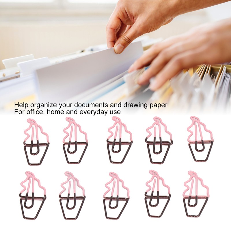 100 Pcs Shaped Paper Clips 2 Color Ice Cream Shape