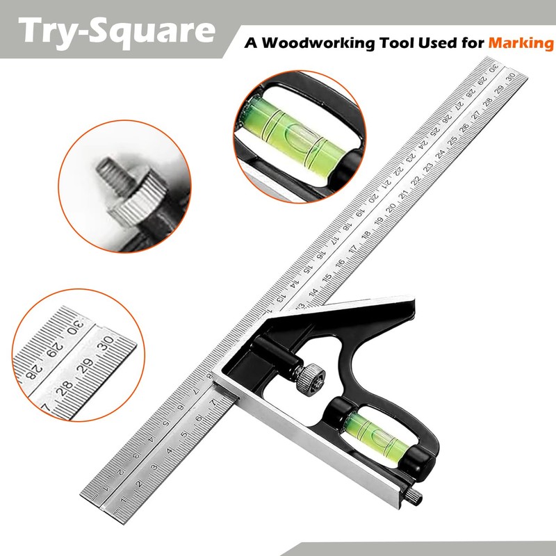 Combination Square – Engineers Set Square, Stainless Steel Angle Ruler