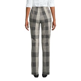 Lands' End Women s Sport Knit Pants Ivory/Black Mixed Plaid Petite Medium