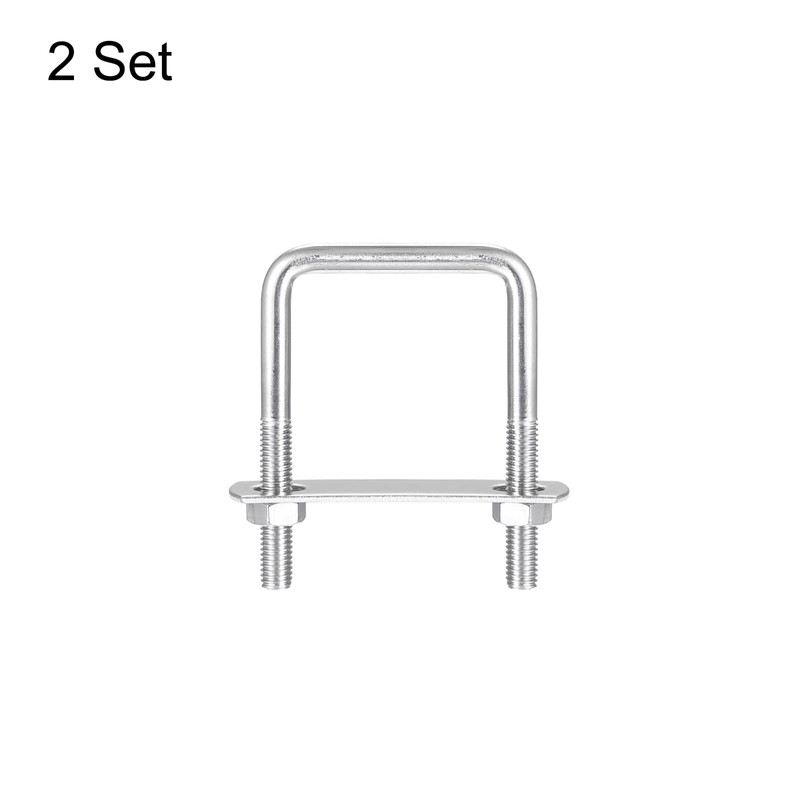 sourcing map Square U-Bolts, 2 Sets 52mm(2.05") Inner Width 80mm