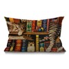 BGBDEIA Cat Cushion Cover Funny Cartoon Bookshelf Sleeping Cat Cotton