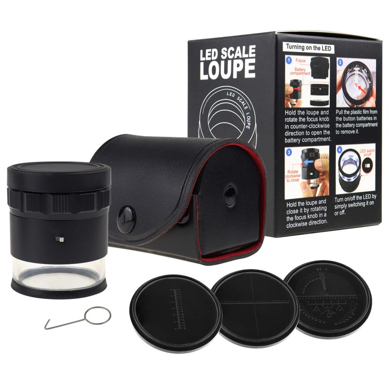 Lupa de escala de 10 aumentos de 8 luces LED,