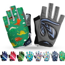 Kids Cycling Gloves Half Finger Gel Padded Non-Slip Breathable, Junior Glove Girls Boys Fingerless Adjustable for Mountain Bike Running Riding Sport Outdoor Biking Skating (Aqua, S)