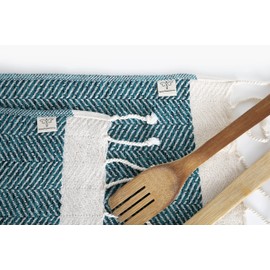 SMYRNA TURKISH COTTON Herringbone Series Kitchen Dish Towels Pack of 6, Machine Washable Wash Cloths, Ultra Soft, Absorbent, Prewashed and Quick Dry Turkish Dish Towels, 12x12 Inch (Petrol)