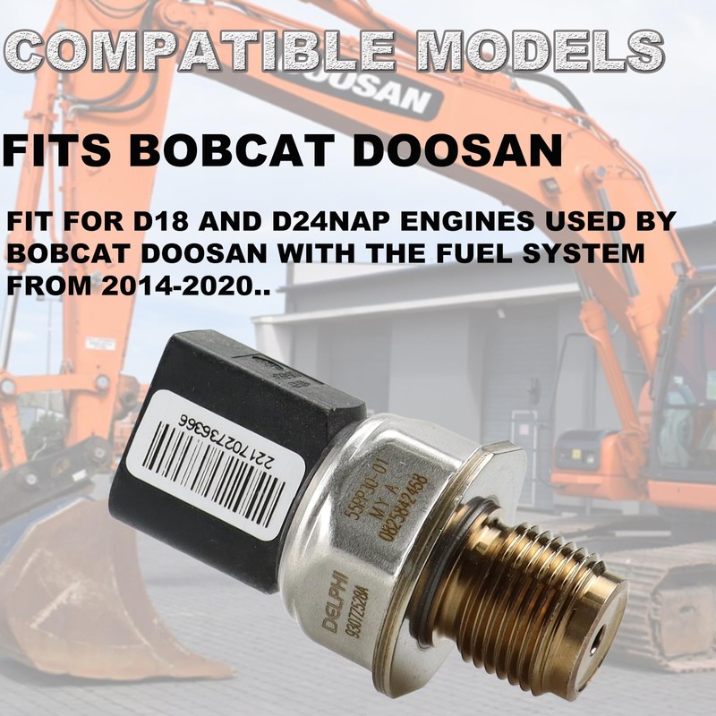 High Pressure Fuel Rail Sensor Replacement for Bobcat Doosan D18