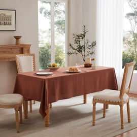 YZJZEDS - Mantel de lino para mesa cuadrada, terracota de 52 x 52 pulgadas, mantel de arpillera resistente al agua para mesa de comedor, cocina de granja