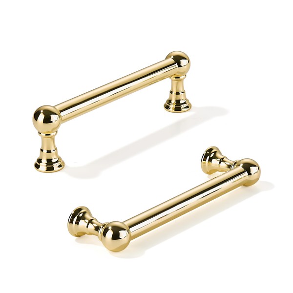 khtumeware 10 Pack 4 Inch Hole Center Polished Brass Cabinet