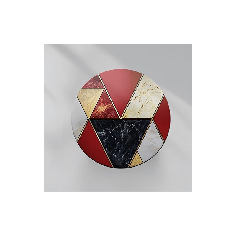 Round Single Coaster - Art Deco Red Marble Effect New