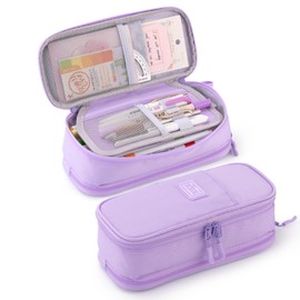 CICIMELON Large Pencil Case Big Storage Pen Pouch Bag with Compartment for School Supplies Office College Teen Boys Girls Adults, Upgraded Purple