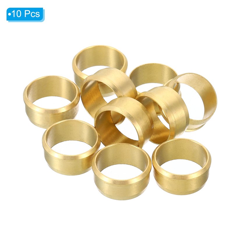 PATIKIL 16mm Tube OD Brass Compression Sleeves Ferrules 10 Pack