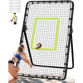 7x4FT Volleyball Rebounder Net Set with Training Accessories, Portable Bounce Back with 5 Adjustable Angles for Practice Volleying, Bumping, Spiking - Easy Set Up with Volleyball and Travel Bag