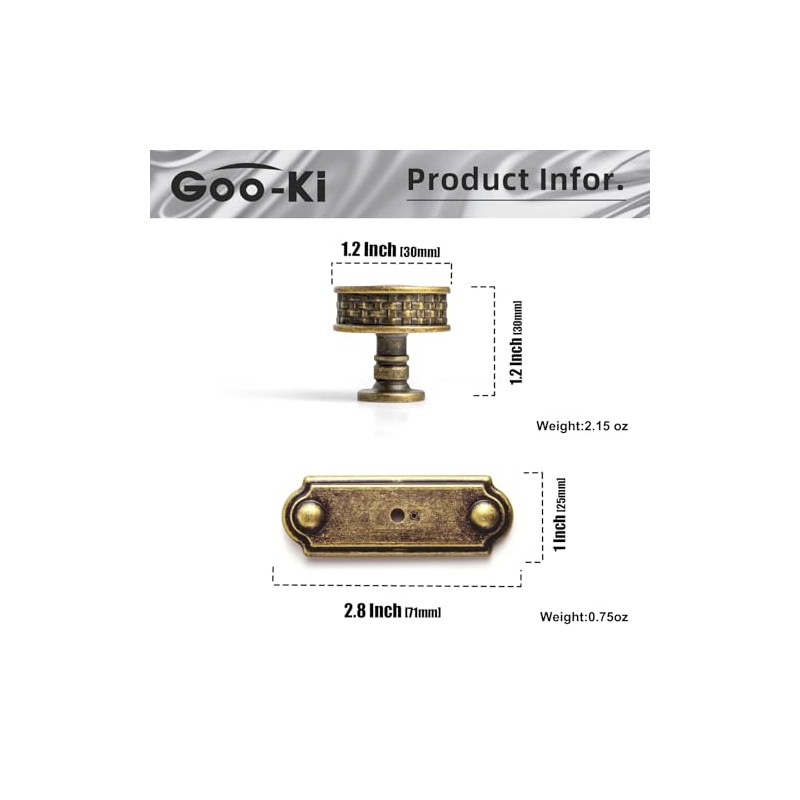 Goo-Ki Cabinet Drawer Knobs with Backplate/Base Plate Zinc Alloy Hardware