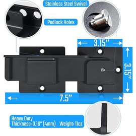 Gate Latch Lock with Padlock Hole, Aluminum Alloy Door Latch for Outdoor Wooden Fence, Heavy Duty Fence Gate Lock with Fasteners Hardware,Yard Garden, Steel,Black