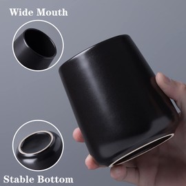 Matte Black Ceramic Toothbrush Holder - 2Pcs Tooth Brushing Holders Set, Toothbrush and Toothpaste Holder Organizer for Bathroom Countertop, Makeup Brush Holder, Pen Holder for Home Desktop Storage