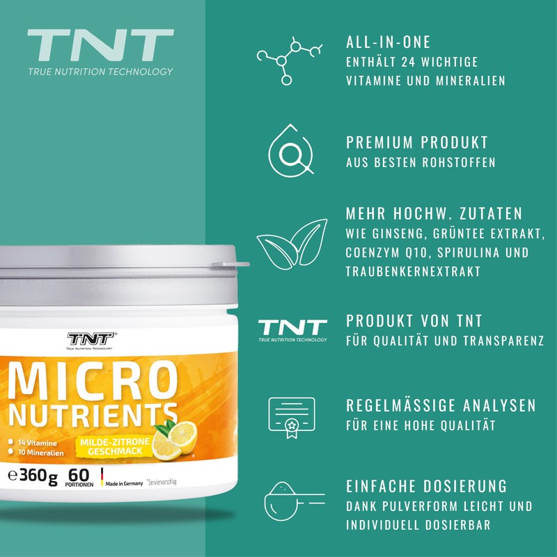 TNT Multivitamin Powder with 24 Vitamins & Minerals (360g) •