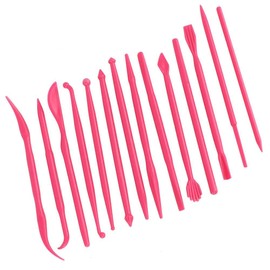 14pcs Pottery Clay Tools Set with Plastic Case Modeling Pottery Sculpting Tools Kits for Shaping(Rose red)