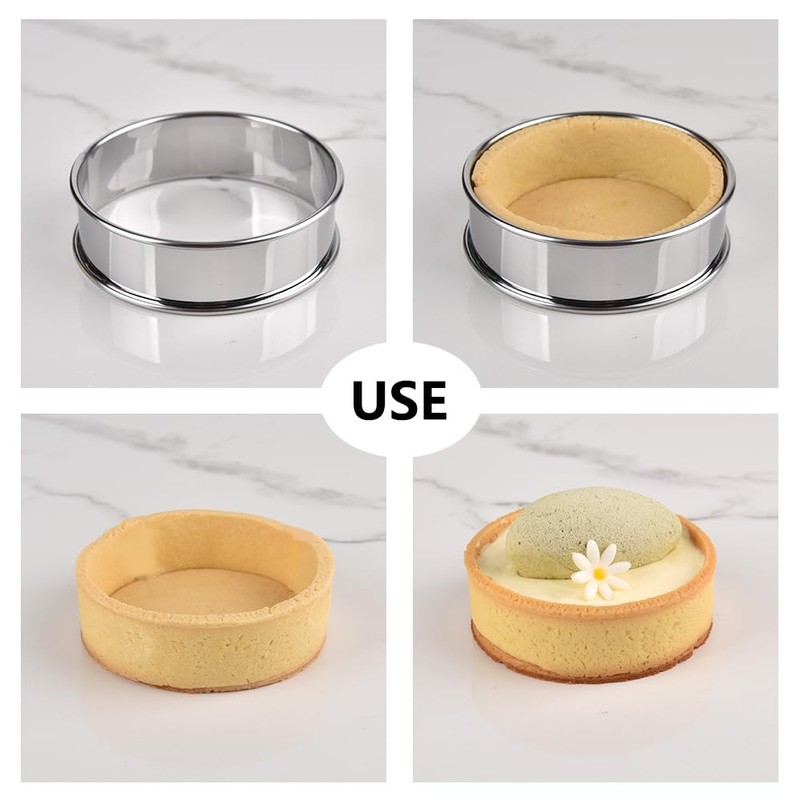 Guowall Crumpet Rings, Circular Double Rolled Edges Tart Rings, Stainless