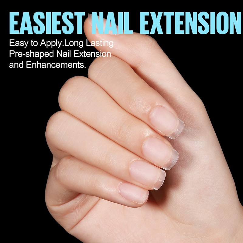 TOMICCA Extra Short Square Nail Tips, 15 Sizes Soft Double-sided