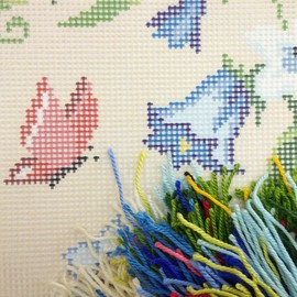 Bellflowers. Needlepoint Kit. Throw Pillow 16×16 Inches. Printed Tapestry Canvas, European Quality