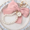 Pink Pearl Chain Bow Keychain for Backpack Bag Charms for