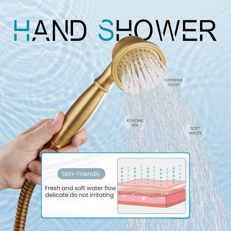 gotonovo Wall Mount Clawfoot Bathtub Faucet with HandHeld Spray and