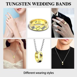 Coipdfty Mens Tungsten Wedding Bands Mens Rings Tungsten Polishing Treatment Comfortable Fit for Men Women Size 4-15 (Gold, 9)