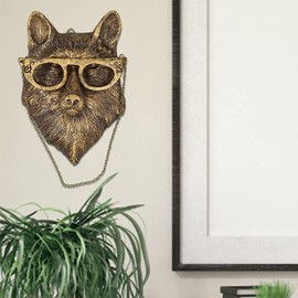 Gresonic 3D Wall Mount Ornament, Animal Heads for Wall Art Hanging Sculptures, Small Metal Wall Resin Art Wall Decor Ornament Waterproof Bronzed Resin Decorations for Home (fox head)