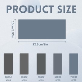 20PCS Reusable Sandpaper Sheets,Wet Dry Sandpaper for Sanding and Polishing,High Grit 1000/2000/3000/5000/7000 Sandpaper for Wood Furniture Finishing,Metal Sanding and Car Polishing(9 X 3.6 Inch)