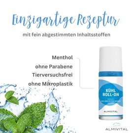 ALMIVITAL Set of 2 Cool Roll-On to Go, Natural Refreshment for Muscles, Invigorating Menthol Provides Long-Lasting Cooling Effect, Soothing After Sports & Physical Activity, 50 ml Each