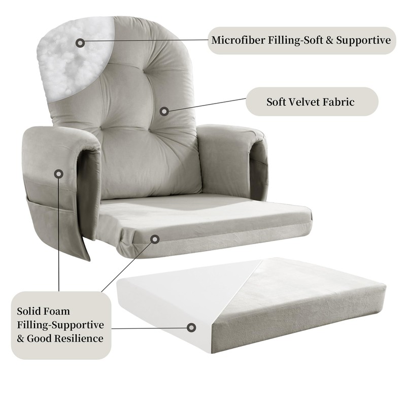 HOMBYS Glider Rocker Replacement Cushions 5 PCS with Storage Side
