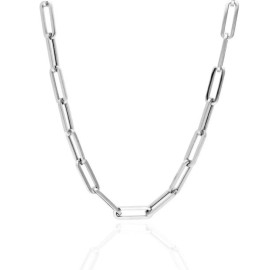 Unbranded Sterling Silver 925 Paperclip Link Italian Chain Necklace Rhodium White Gold 20”