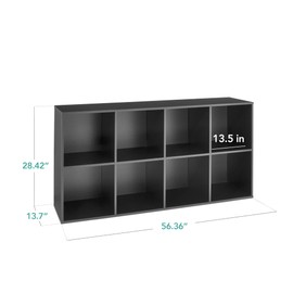Best Choice Products 8-Cube Storage Organizer, 13.5in Shelf Opening, Bookcase, Display Shelf, Customizable w/ 2 Removable Back Panels – Black