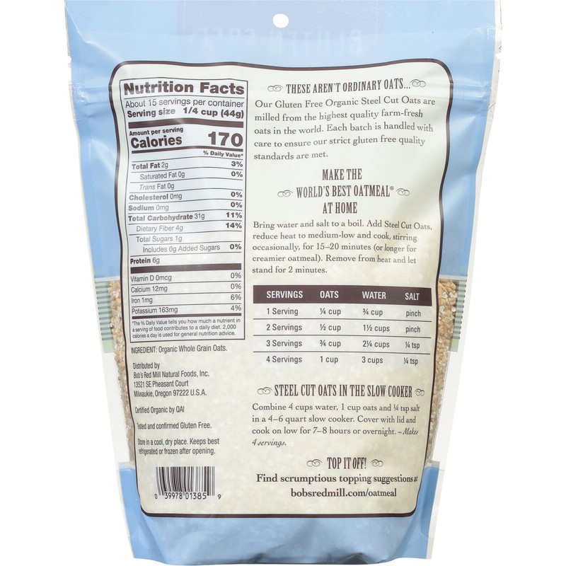 Bob's Red Mill Organic Steel Cut Oats 24 oz (Pack