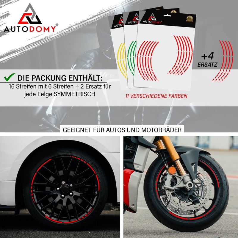 Autodomy Wheel Rim Sticker, Complete Set for 2 Wheels from